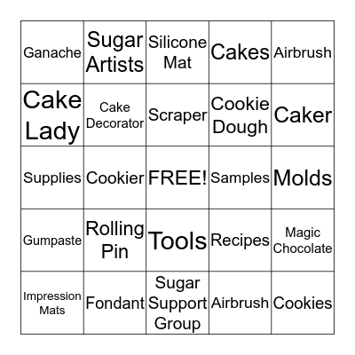 Sugar Shaker's Bingo Card