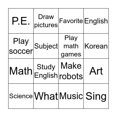 Grade 5 Lesson 2 Bingo Card