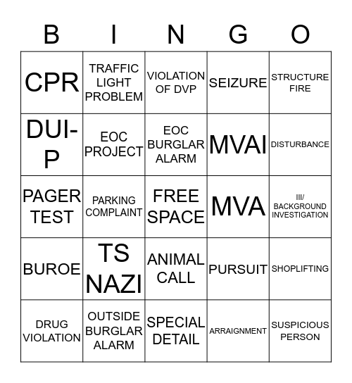 DISPATCH BINGO Card