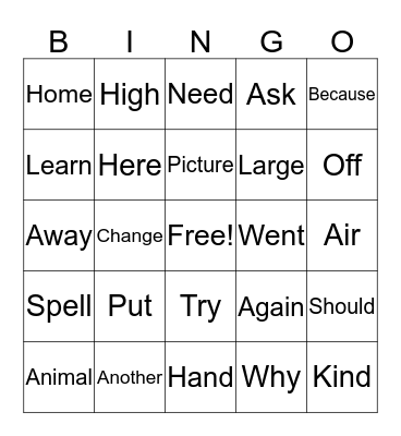 4th nine weeks sight words Bingo Card