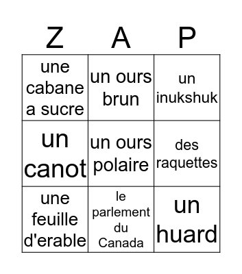 Hourra! Mon Canada Bingo Card