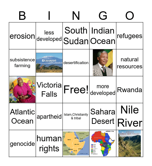 Sub-Saharan Africa Bingo Card