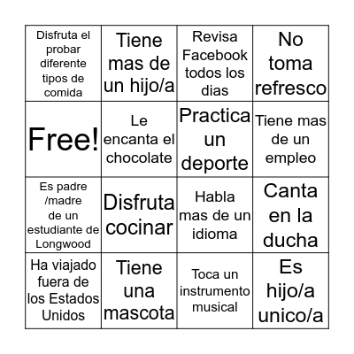 Quienes Somos Bingo Card