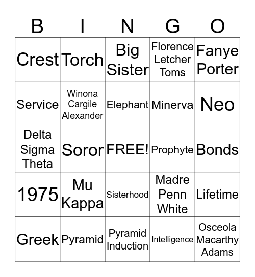 Mu Kappa Bingo  Bingo Card