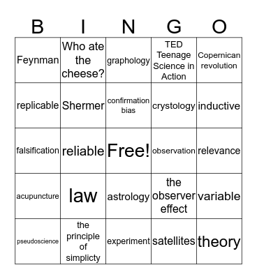 Science as a WOK Bingo Card