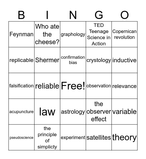 Science as a WOK Bingo Card