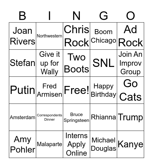 8G Band Q&A Bingo Card