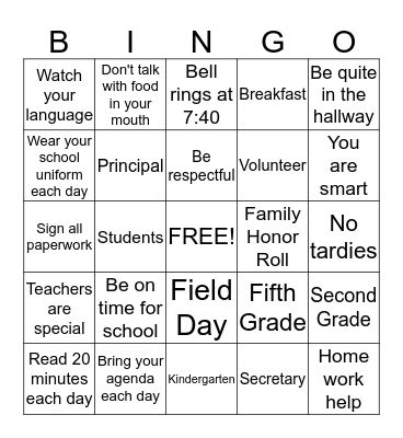 It's A Family Affair-BINGO NIGHT Bingo Card