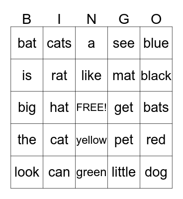 Reading Bingo Card