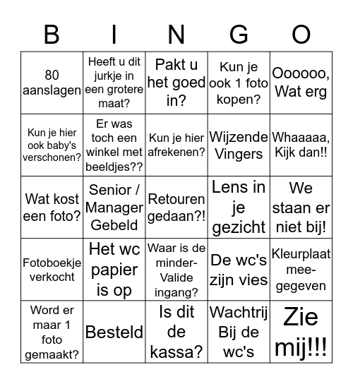 De grote kwats Droom bingo Card