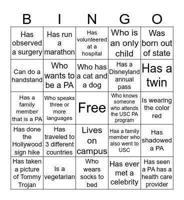 Ice Breaker Bingo Card