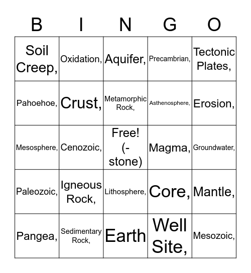 Freestone- Rock On! Bingo Card