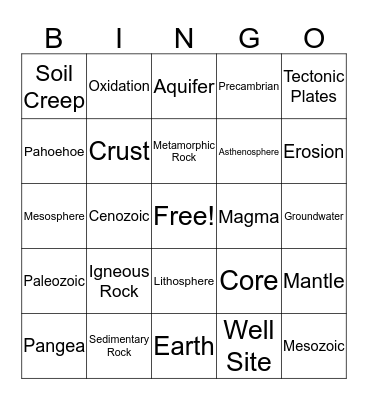 Freestone- Rock On! Bingo Card