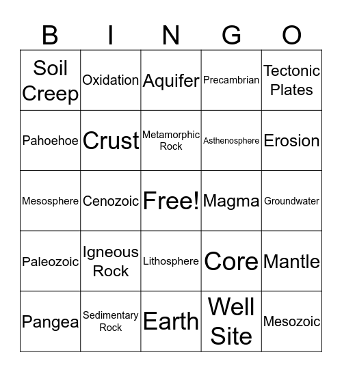 Freestone- Rock On! Bingo Card