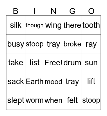 1st Grade- Unit 6 Bingo Card
