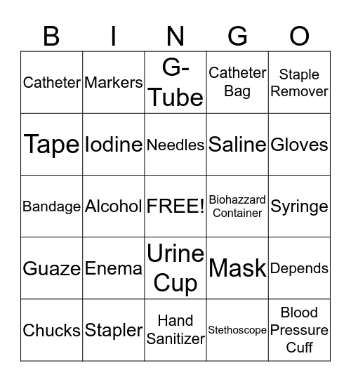 Home Health Bingo Card