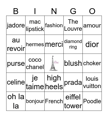 Paris  Bingo Card
