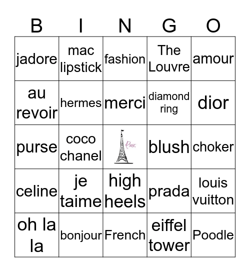 Paris  Bingo Card
