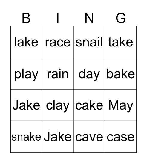 A Rainy Day Bingo Card