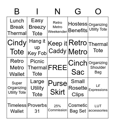 Thirty One Bingo Card