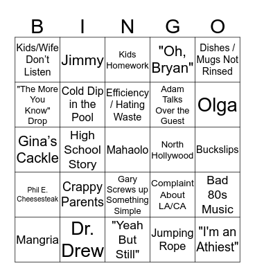 Aceman Bingo Card