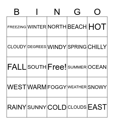 Weather Bingo Card