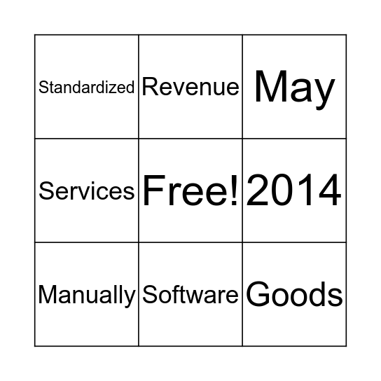 Revenue Recognition BINGO Card