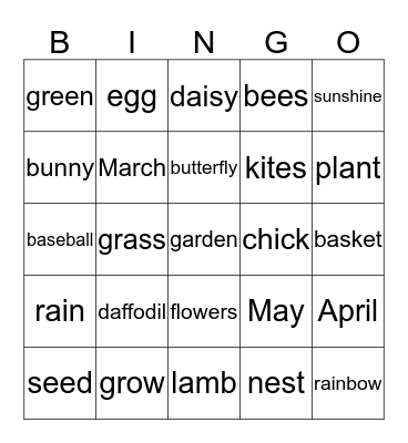 Spring Time! Bingo Card