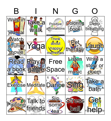 Stress Management Bingo Card
