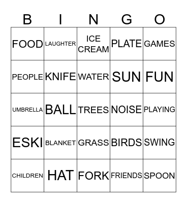 PICNIC DAY Bingo Card