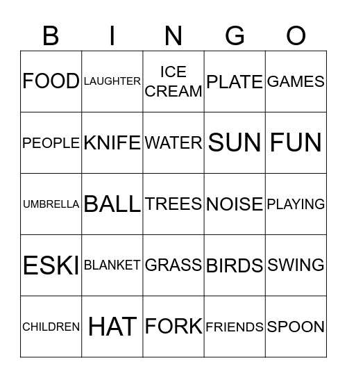 PICNIC DAY Bingo Card