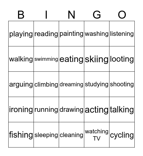 doing words Bingo Card