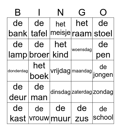BINGO AZC Leersum Bingo Card