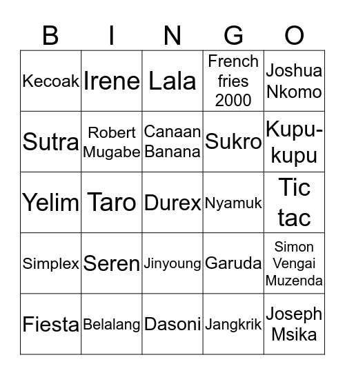 elite Bingo Card
