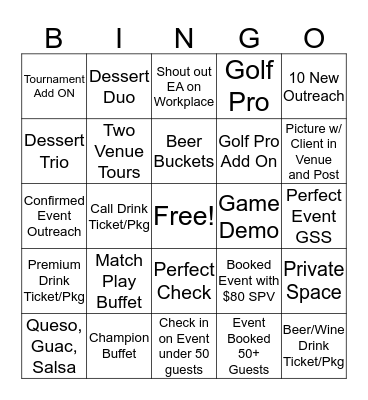 Sales Manager Bingo Card