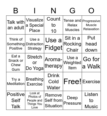 Stay Cool, Calm and in Control Bingo Card