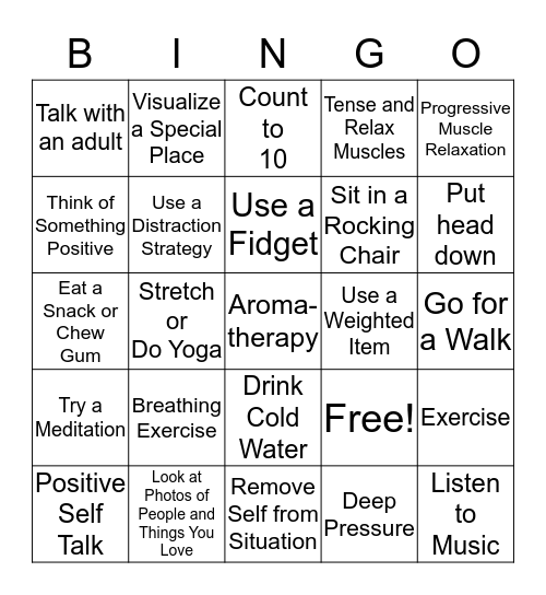 Stay Cool, Calm and in Control Bingo Card