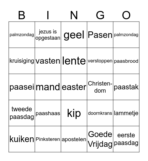 Paasbingo Card
