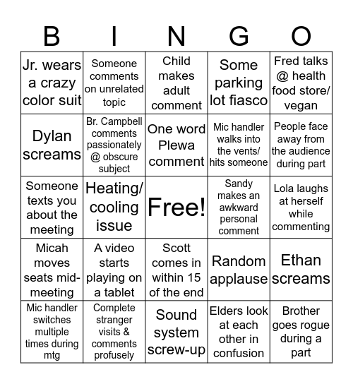 Bound Brook Bingo Card