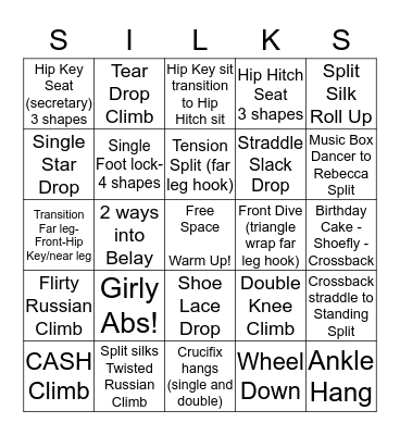 SILKS Bingo Card