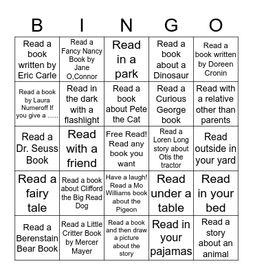 Summer Reading Bingo Card