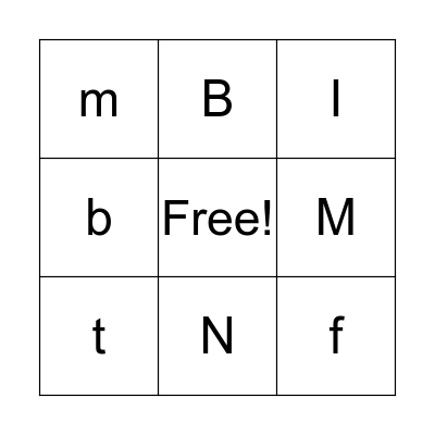 Letter Identification Bingo Card