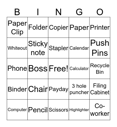Office Life Bingo Card