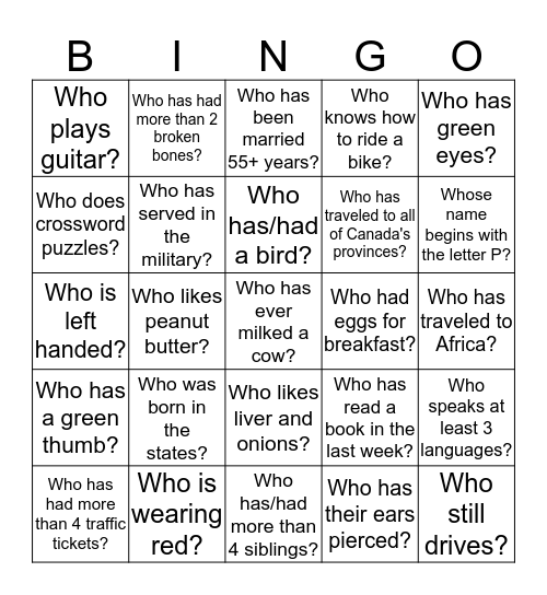 BINGO Card