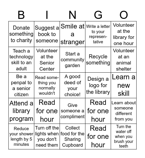 Build a Better World Bingo Card