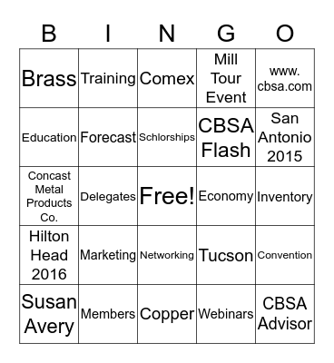 CBSA Bingo Card