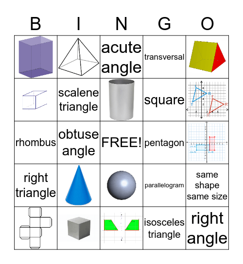 Geometry BINGO Card