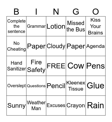 It's A Family Affair-BINGO NIGHT Bingo Card