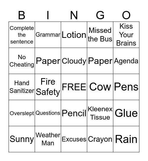 It's A Family Affair-BINGO NIGHT Bingo Card