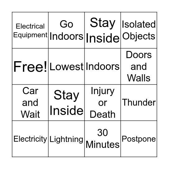 Shelter In Place Bingo Card